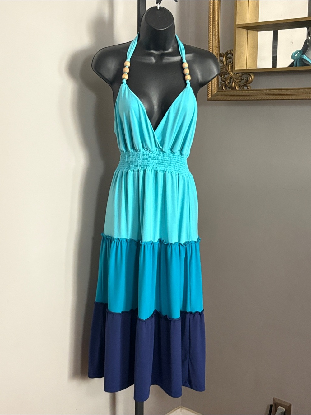 Dream Out Loud Selena Gomez Medium Tiered Halter Maxi Dress Blue